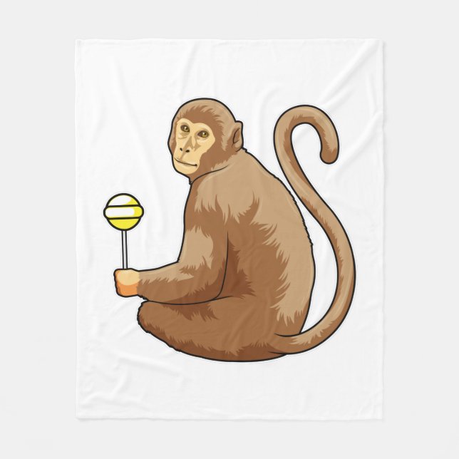 Monkey with Lollipop Fleece Blanket (Front)
