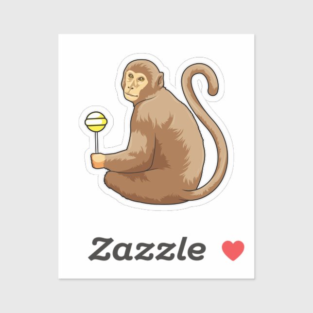 Monkey with Lollipop Sticker (Sheet)