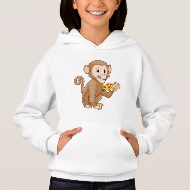 Monkey with Piece of Pizza Hoodie (Front)