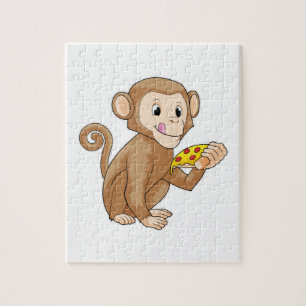 Monkey with Piece of Pizza Jigsaw Puzzle
