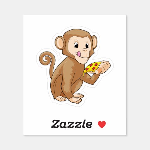Monkey with Piece of Pizza Sticker