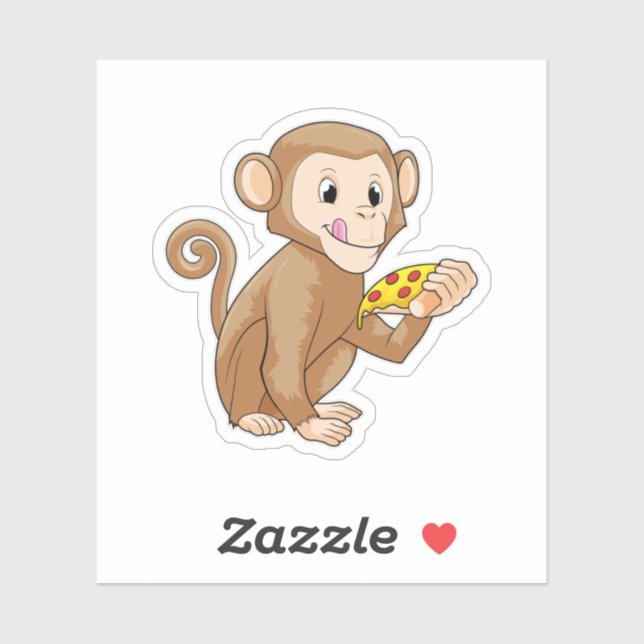 Monkey with Piece of Pizza Sticker (Sheet)
