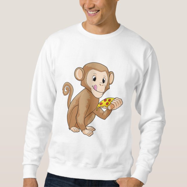 Monkey with Piece of Pizza Sweatshirt (Front)