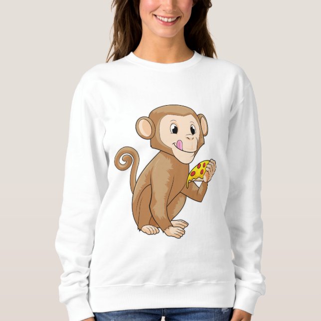 Monkey with Piece of Pizza Sweatshirt (Front)