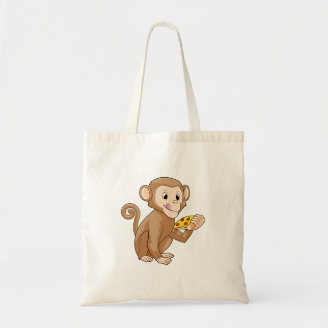 Monkey with Piece of Pizza Tote Bag (Front)