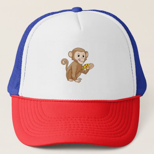 Monkey with Piece of Pizza Trucker Hat