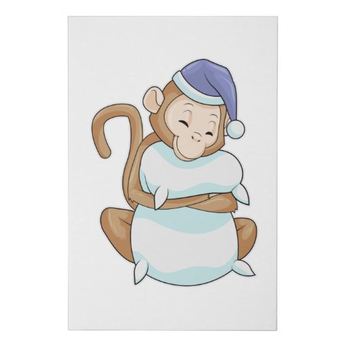Monkey with Pillow  Sleepyhead Faux Canvas Print