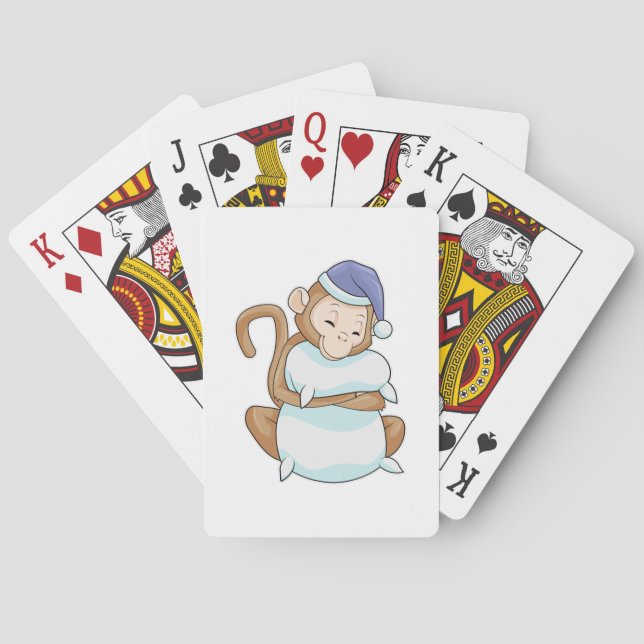 Monkey with Pillow & Sleepyhead Poker Cards (Back)