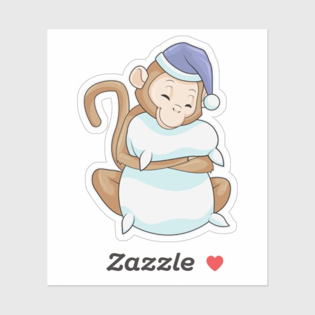 Monkey with Pillow & Sleepyhead Sticker (Sheet)
