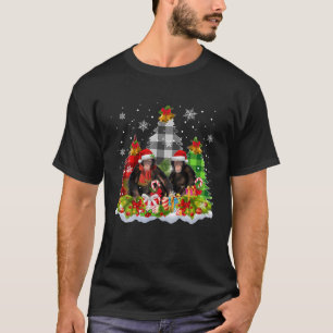 Monkey With Plaid Christmas Trees Snow Matching Fo T-Shirt