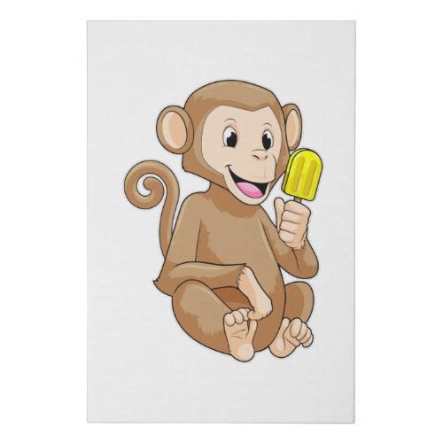 Monkey with Popsicle Faux Canvas Print