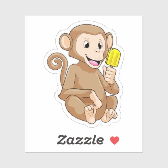 Monkey with Popsicle Sticker (Sheet)