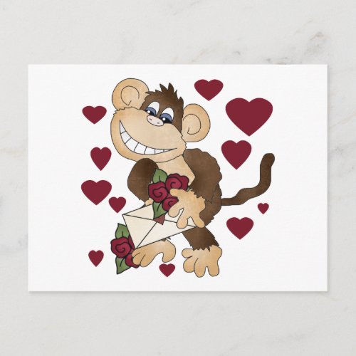 Monkey With Red Roses Tshirts and Gifts Postcard