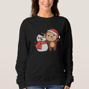 Monkey With Snowman In Winter For Christmas Sweatshirt