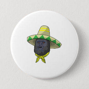 Monkey with Straw hat Button