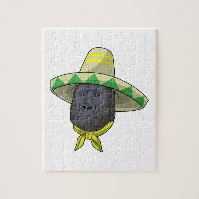 Monkey with Straw hat Jigsaw Puzzle (Vertical)