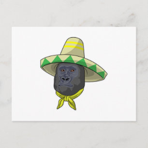 Monkey with Straw hat Postcard