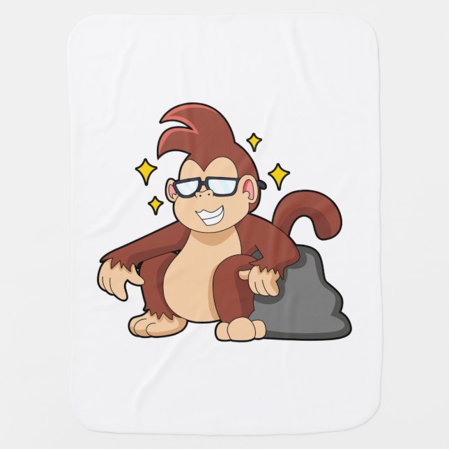 Monkey with Sunglasses Baby Blanket (Front)