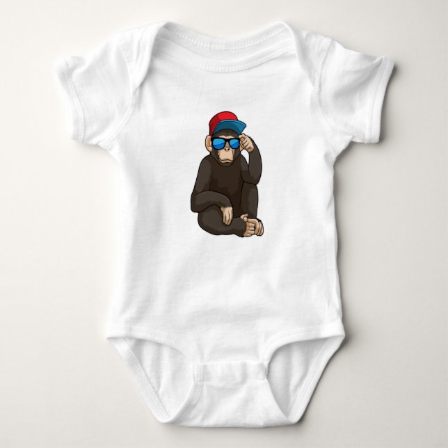 Monkey with Sunglasses Baby Bodysuit (Front)