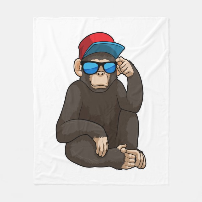 Monkey with Sunglasses Fleece Blanket (Front)