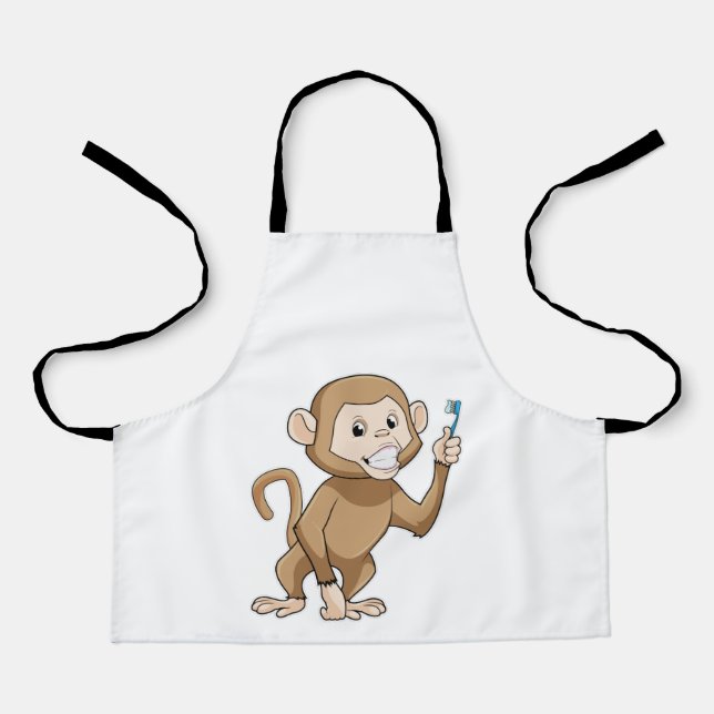 Monkey with Toothbrush Apron (Front)