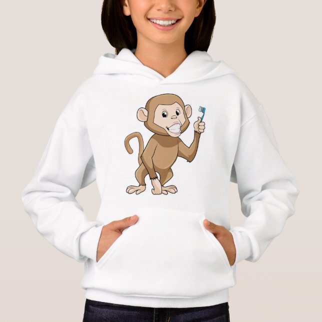 Monkey with Toothbrush Hoodie (Front)