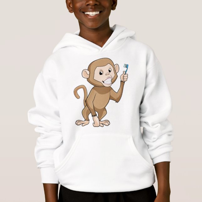 Monkey with Toothbrush Hoodie (Front)