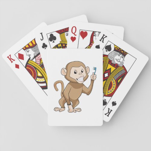 Monkey with Toothbrush Playing Cards