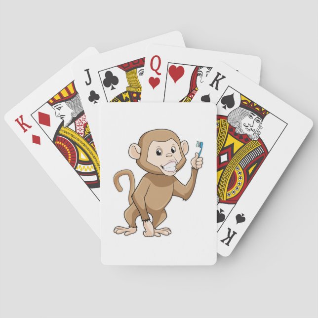 Monkey with Toothbrush Poker Cards (Back)
