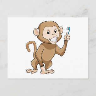 Monkey with Toothbrush Postcard