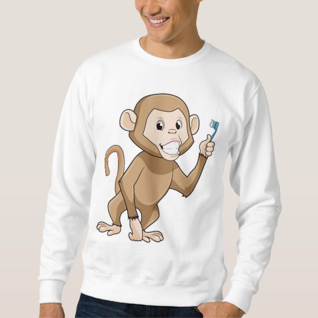Monkey with Toothbrush Sweatshirt (Front)