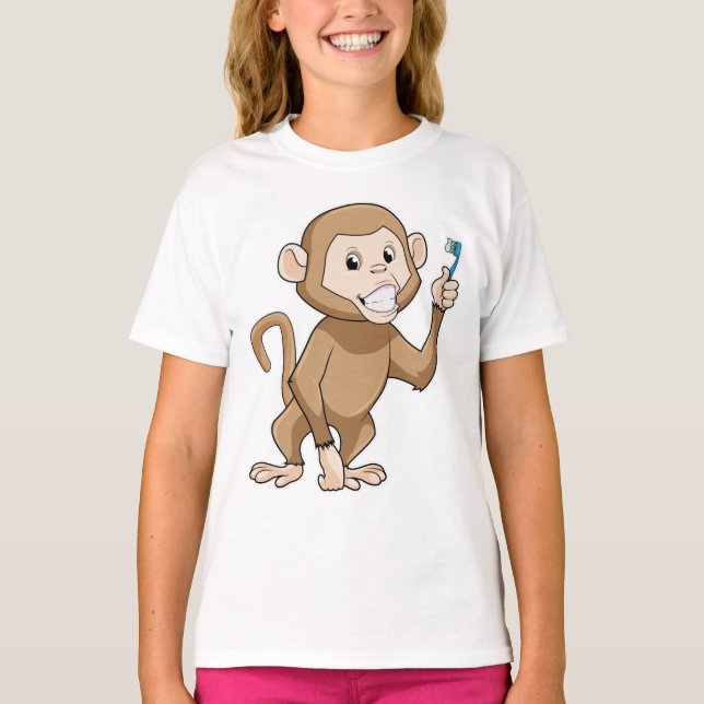 Monkey with Toothbrush T-Shirt (Front)