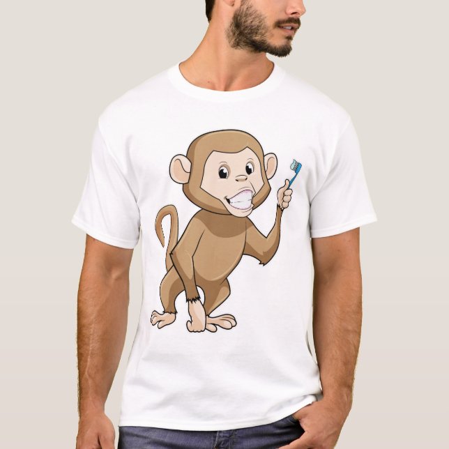 Monkey with Toothbrush T-Shirt (Front)