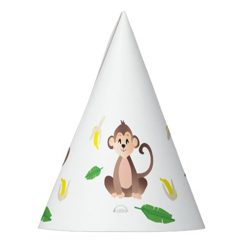Monkey With Tropical Leaf Peeled Bananas Party Hat