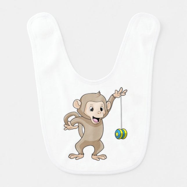 Monkey with Yo-yo Baby Bib (Front)