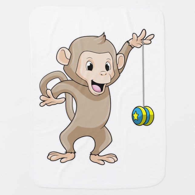 Monkey with Yo-yo Baby Blanket (Front)