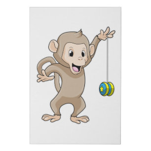 Monkey with Yo-yo Faux Canvas Print