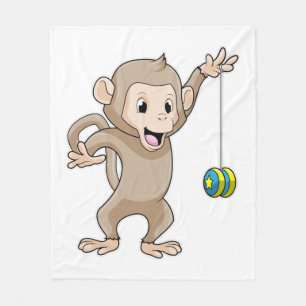 Monkey with Yo-yo Fleece Blanket