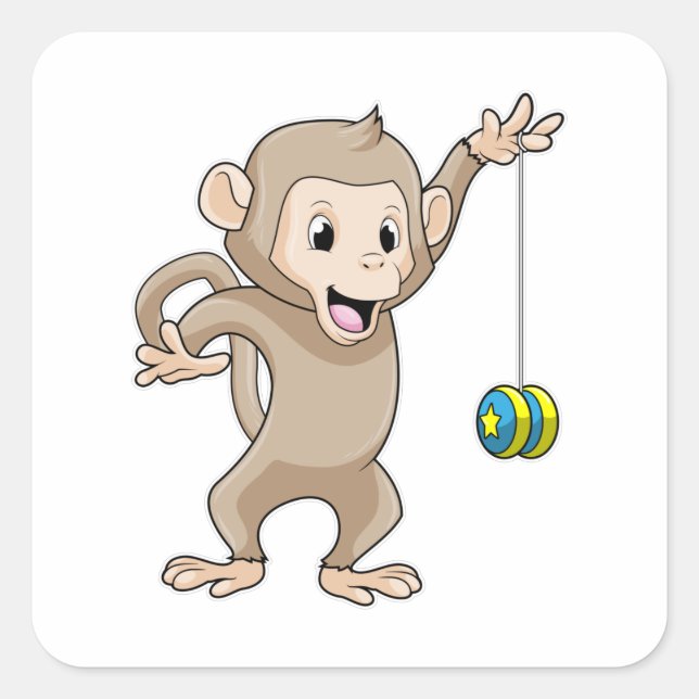 Monkey with Yo-yo Square Sticker (Front)