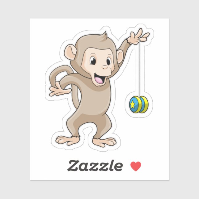 Monkey with Yo-yo Sticker (Sheet)