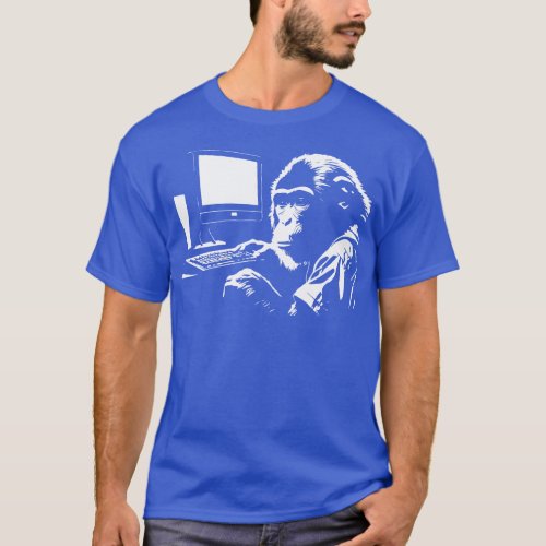 monkey works hard at the computer T_Shirt