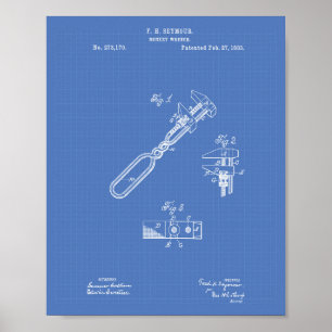 Monkey Wrench 1883 Patent Art Blueprint Poster