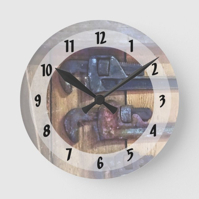 Monkey Wrenches Round Clock (Front)