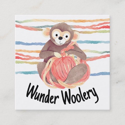 Monkey yarn knitting crochet homespun packaging square business card