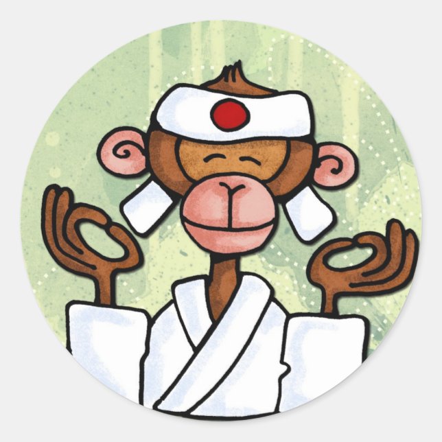 monkey zen classic round sticker (Front)
