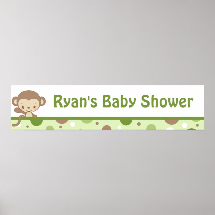 Monkey Zoo Baby Shower Banner boy Poster