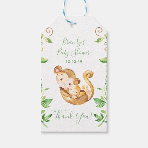 Monkey Zoo Jungle Baby Shower Thank You Gift Tags