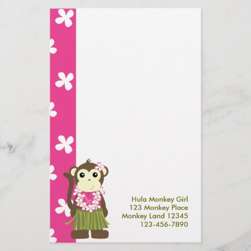 monkeyflowers2 girlmonkeytrop Hula Monkey Gir Stationery