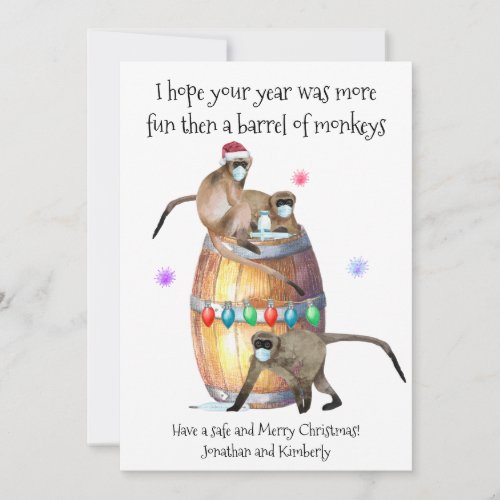 Monkeypox Barrel of Monkeys Christmas  Holiday Card