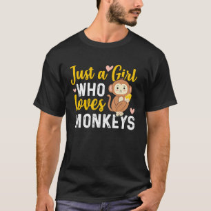 Monkeys A Girl Loves Monkey Jungle Animal Outfit T-Shirt